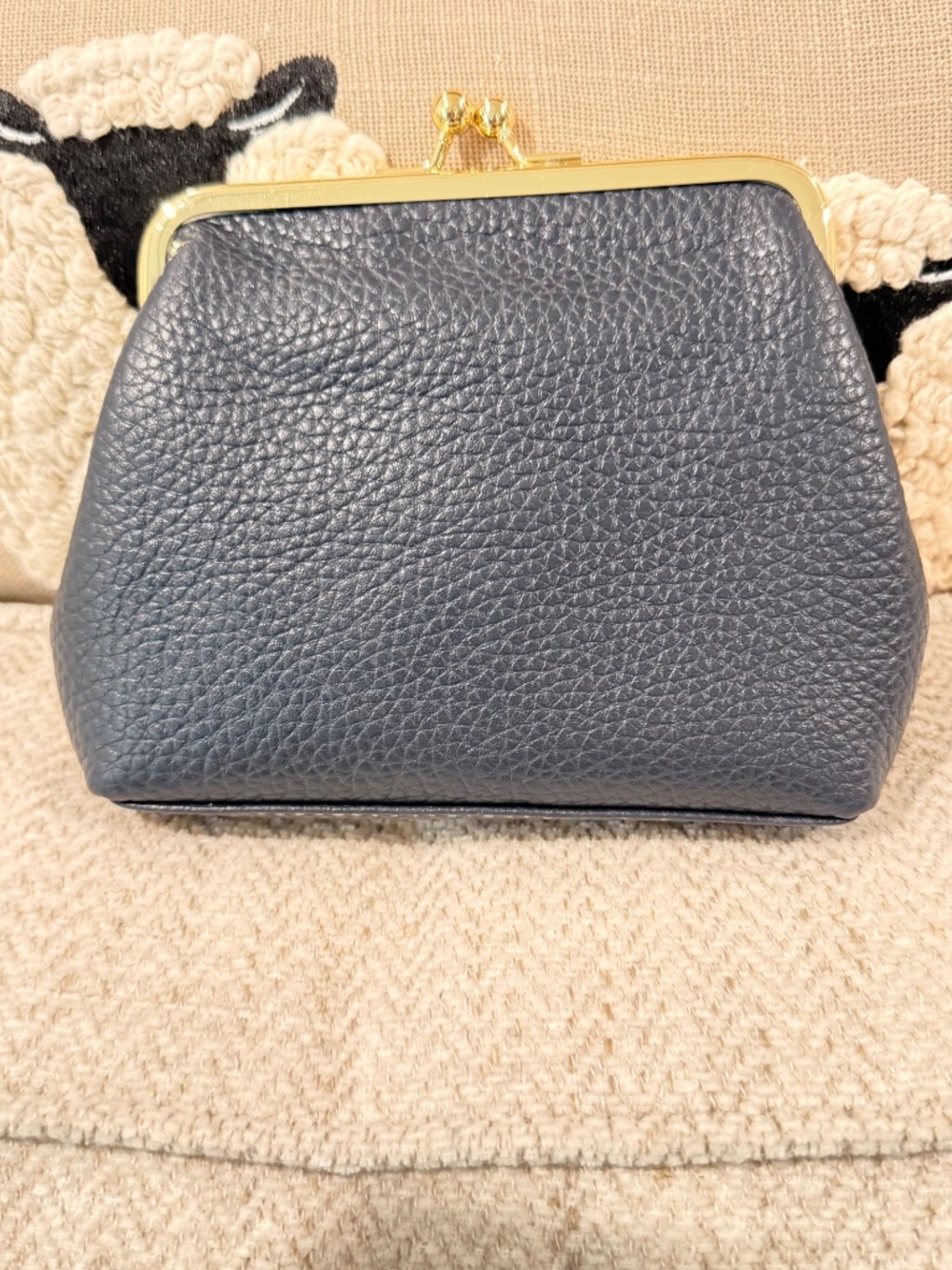 Dooney & Bourke Blue Pebble Grain Leather Framed Kisslock Wallet Clutch Pouch - Picture 5 of 8